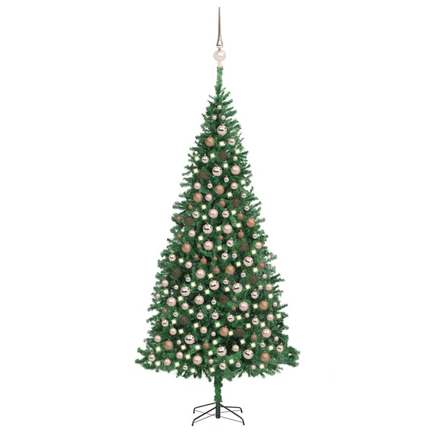 vidaXL Kunstkerstboom met LED's en kerstballen 300 cm groen