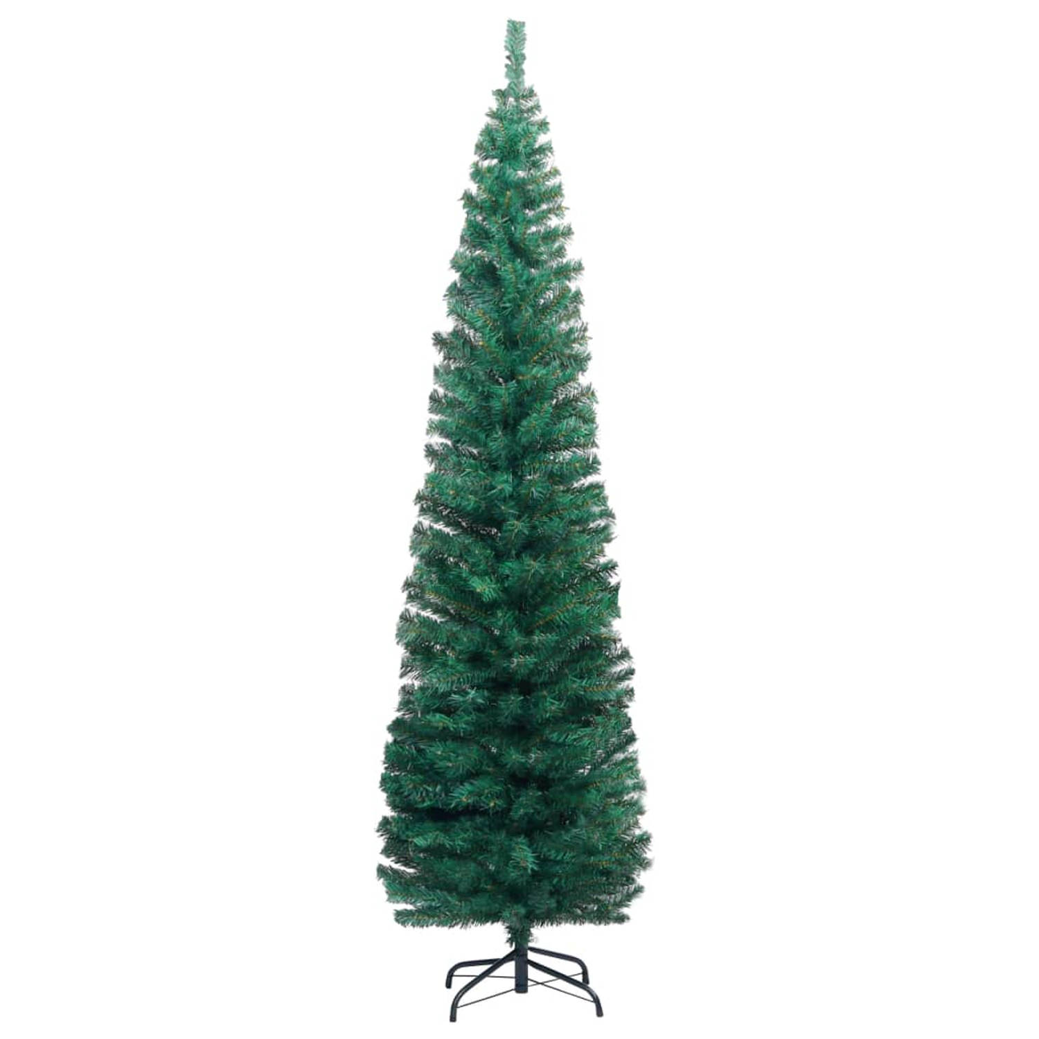 The Living Store Kunstkerstboom met standaard smal 180 cm PVC groen - Decoratieve kerstboom