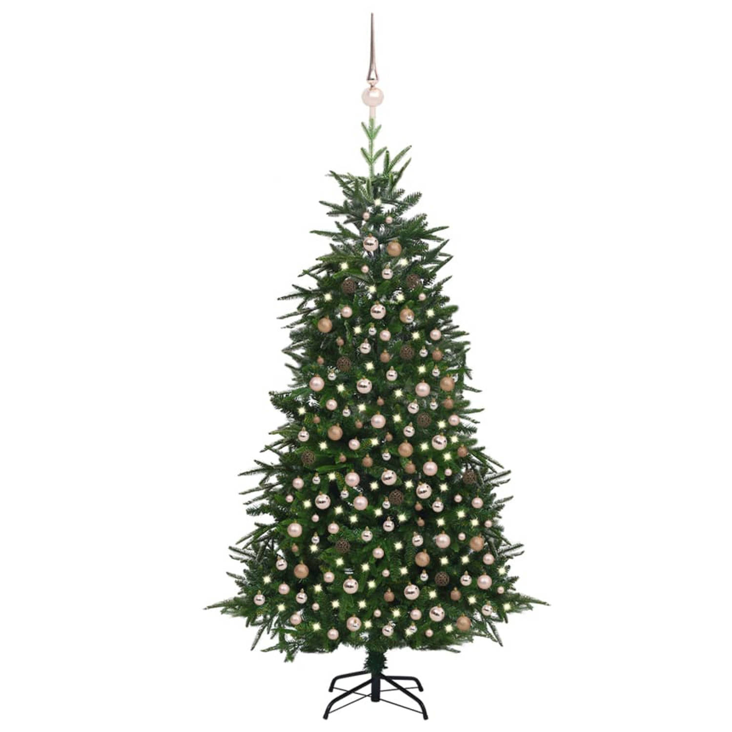 vidaXL Kunstkerstboom met LED's en kerstballen 210 cm PVC en PE groen