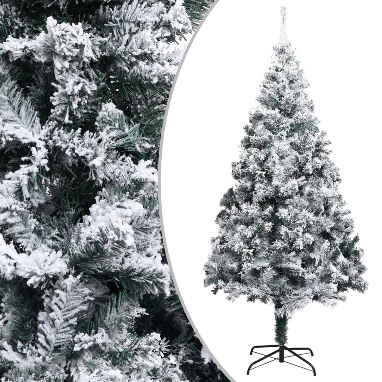 The Living Store Kunstkerstboom met LED's en sneeuwvlokken PVC 400 cm groen - Decoratieve kerstboom