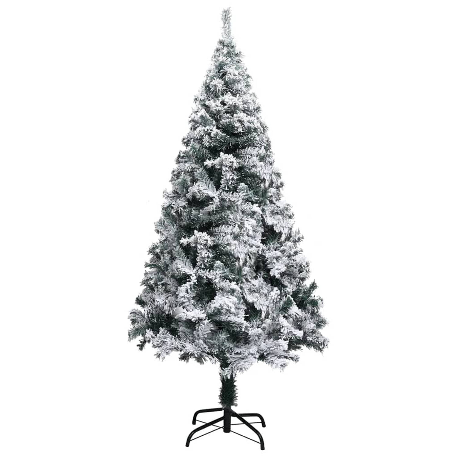 The Living Store Kunstkerstboom met LED's en kerstballen 150 cm PVC groen - Decoratieve kerstboom