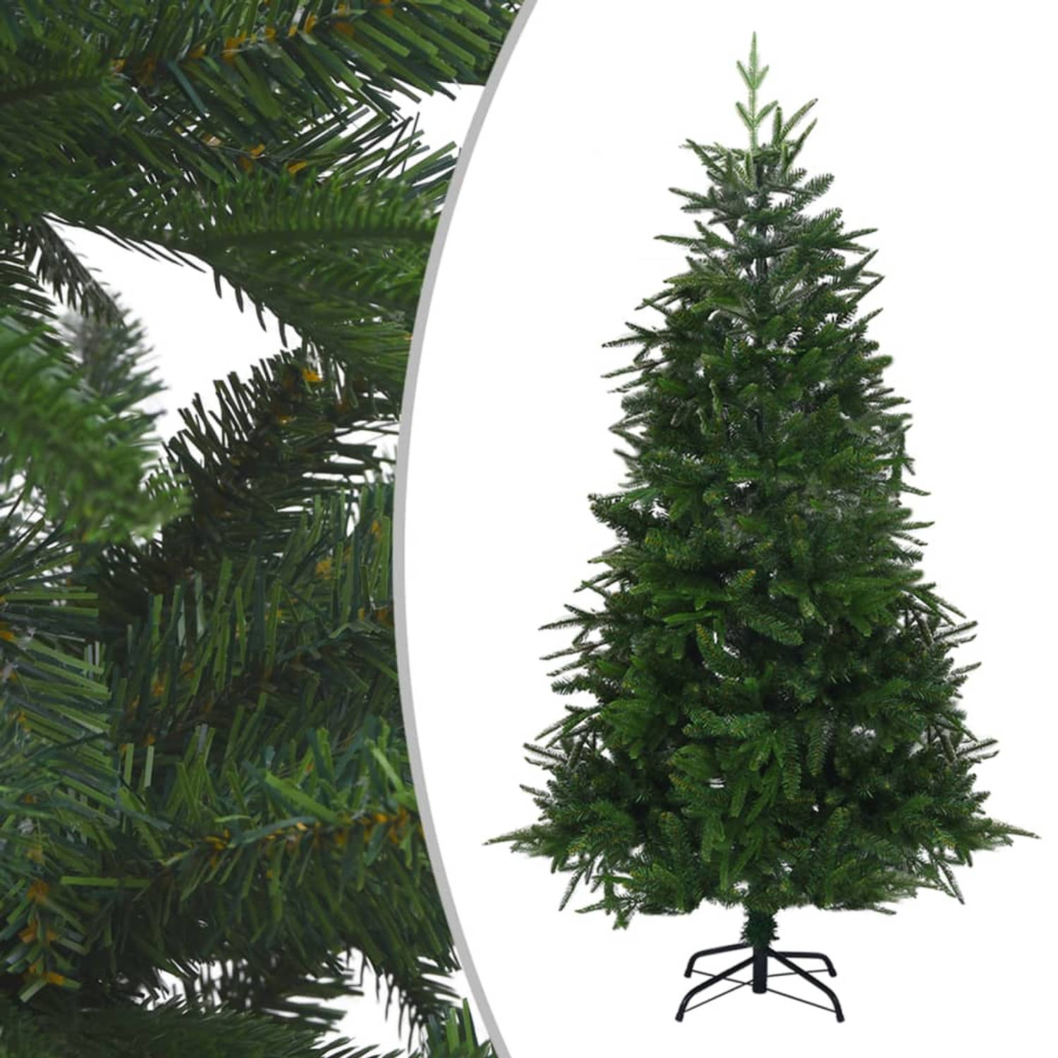 The Living Store Kunstkerstboom met LED's en kerstballen 210 cm PVC en PE groen - Decoratieve kerstboom