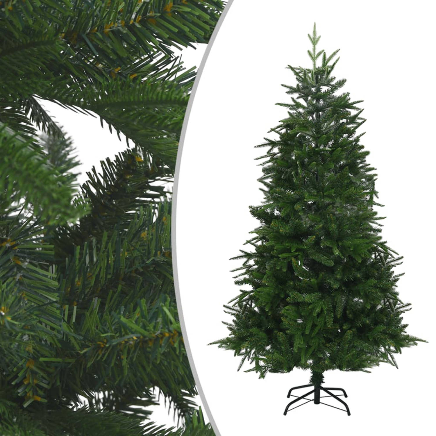 The Living Store Kunstkerstboom met LED's en kerstballen 240 cm PVC en PE groen - Decoratieve kerstboom