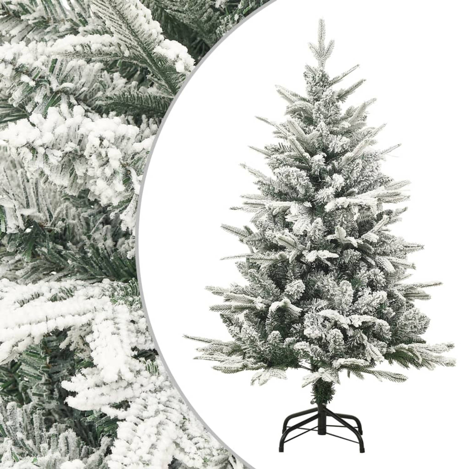 The Living Store Kunstkerstboom met LED's- kerstballen en sneeuw 120 cm PVC PE - Decoratieve kerstboom
