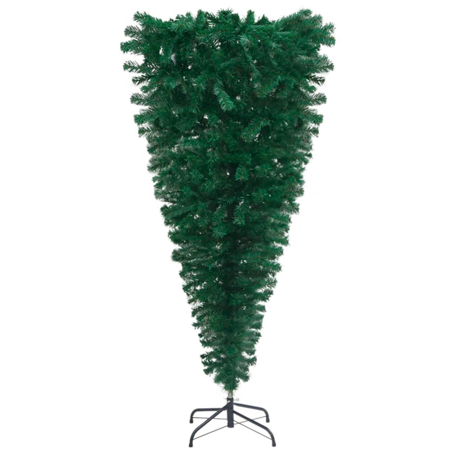 The Living Store omgekeerde kerstboom - groen PVC - 120 cm hoog - verstelbare takken - stalen standaard - 230 takken - eenvoudige montage - inclusief standaard