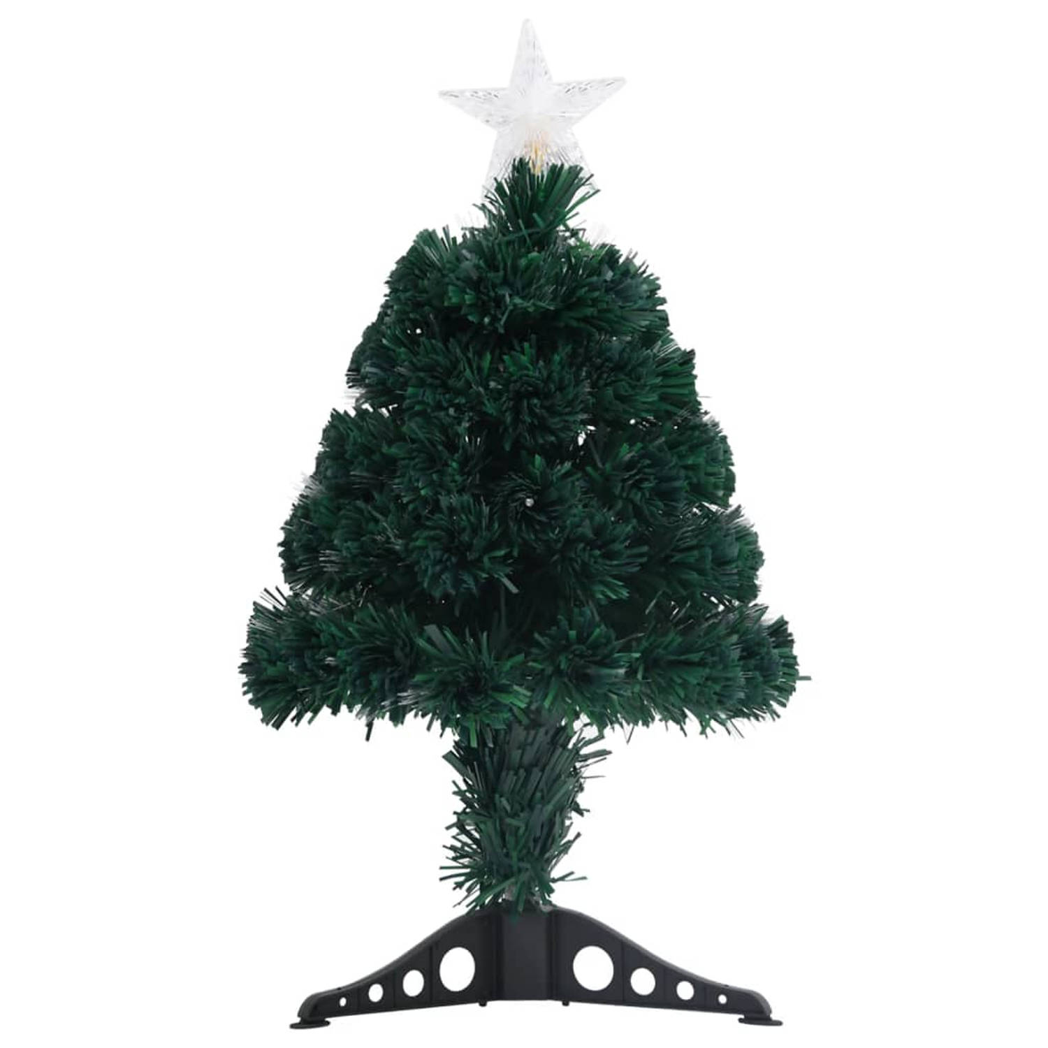 The Living Store Kunstkerstboom met standaard/LED 64 cm glasvezel - Decoratieve kerstboom