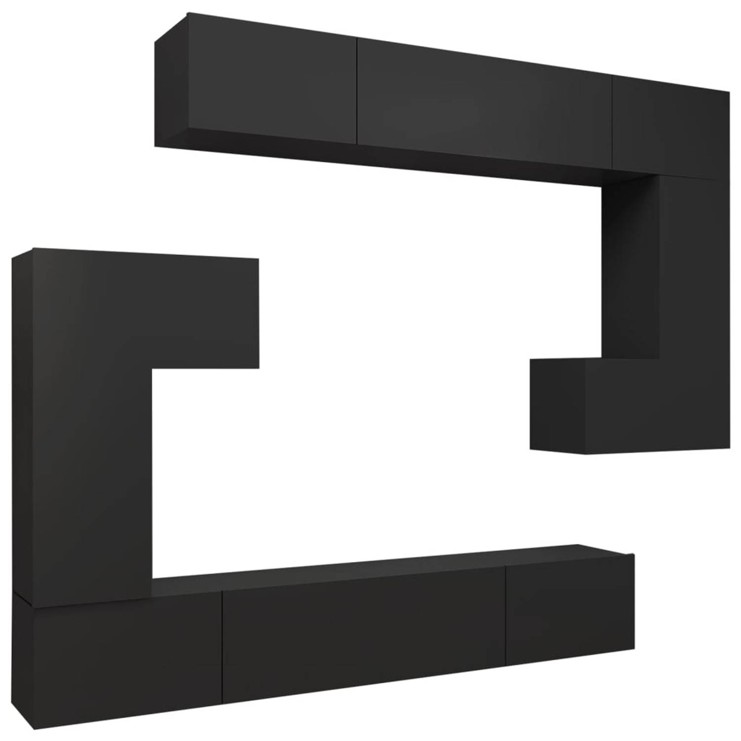 Vidaxl 8-delige Tv-meubelset Spaanplaat Zwart