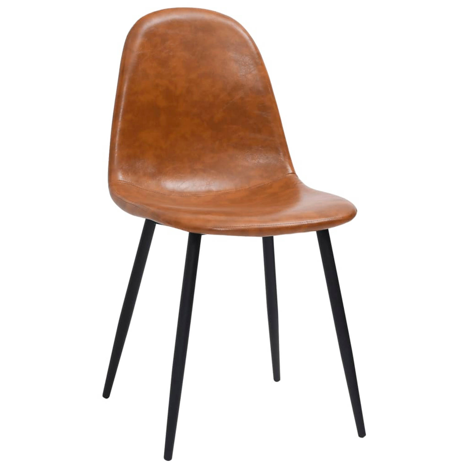 The Living Store Eetkamerstoelen - Kunstleer - 45 x 54.5 x 87 cm - Glanzend bruin - Set van 6