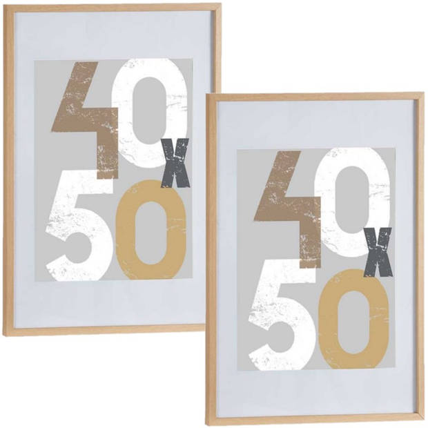 2x stuks houten fotolijst bruin geschikt voor een foto van 40 x 50 cm of 50 x 70 cm - Fotolijsten