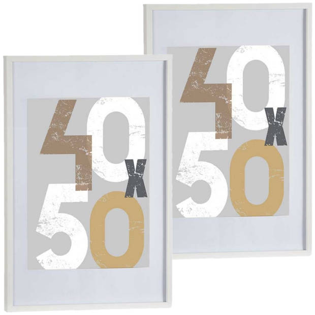 2x stuks houten fotolijst wit geschikt voor een foto van 40 x 50 cm of 50 x 70 cm - Fotolijsten