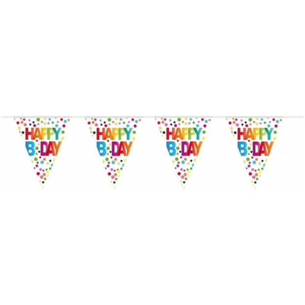 Verjaardag vlaggenlijn b-day/happy birthday 10 meter - Vlaggenlijnen