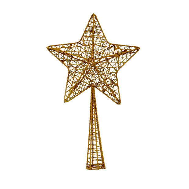 Kunststof ster piek/kerstboom topper glitter koper 28 cm - kerstboompieken