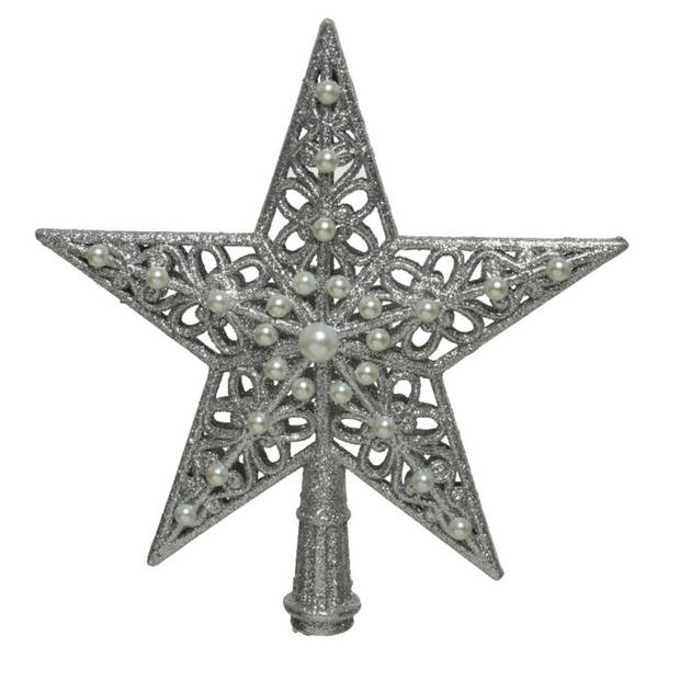 Decoris kerstballen 30x stuks - zilver 4/5/6 cm kunststof mat/glans/glitter mix en piek - Kerstbal