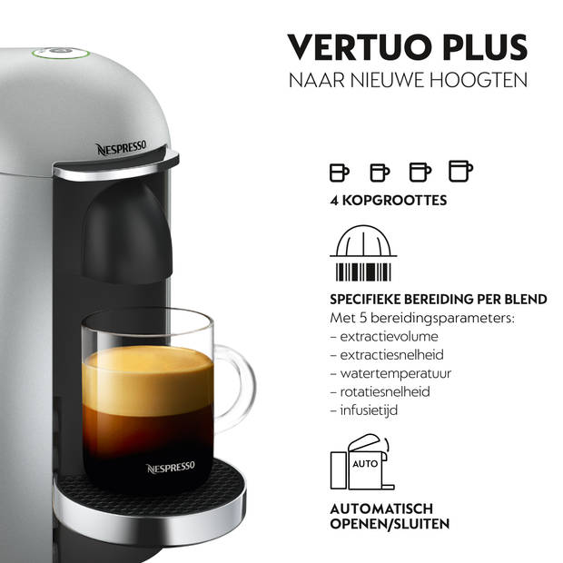 Nespresso Krups koffieapparaat VertuoPlus Deluxe Rond (Zilver)