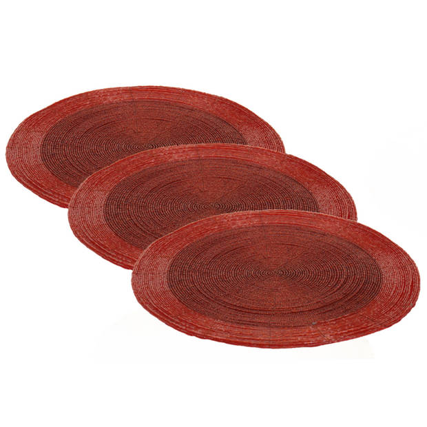 4x stuks placemats/onderleggers rood rond D35 cm - Placemats