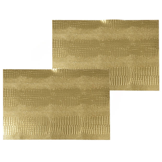 4x stuks rechthoekige placemats goud glitter 30 x 45 cm van kunststof - Placemats