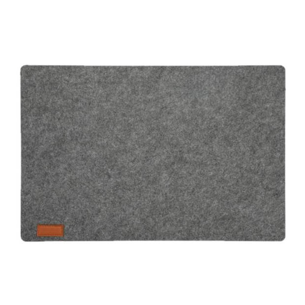4x stuks rechthoekige placemats met ronde hoeken polyester grijs 30 x 45 cm - Placemats