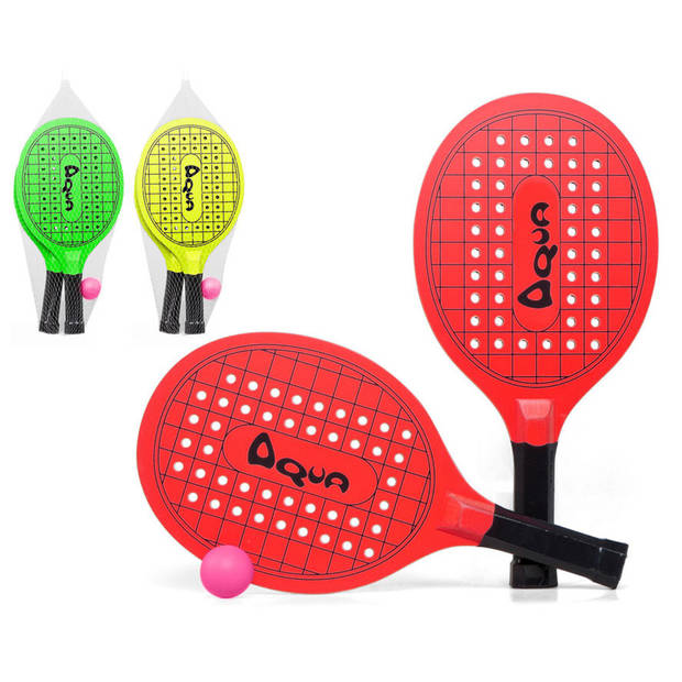 Actief speelgoed tennis/beachball setje geel met tennisracketmotief - Beachballsets