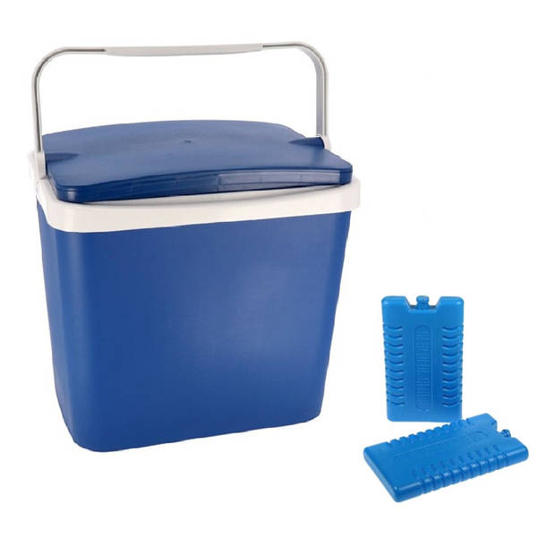 Koelbox donkerblauw 29 liter 40 x 29 x 44 cm incl. 6 - Koelboxen | Blokker