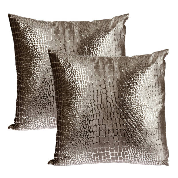 Sierkussens/bank kussens in het glimmend goud van 45 x 45 cm - Sierkussens
