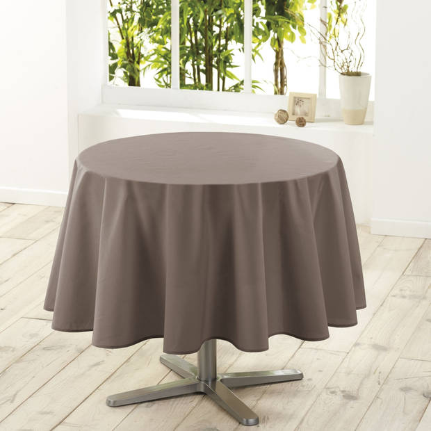 Taupe tafelkleed van polyester rond 180 cm - Tafellakens