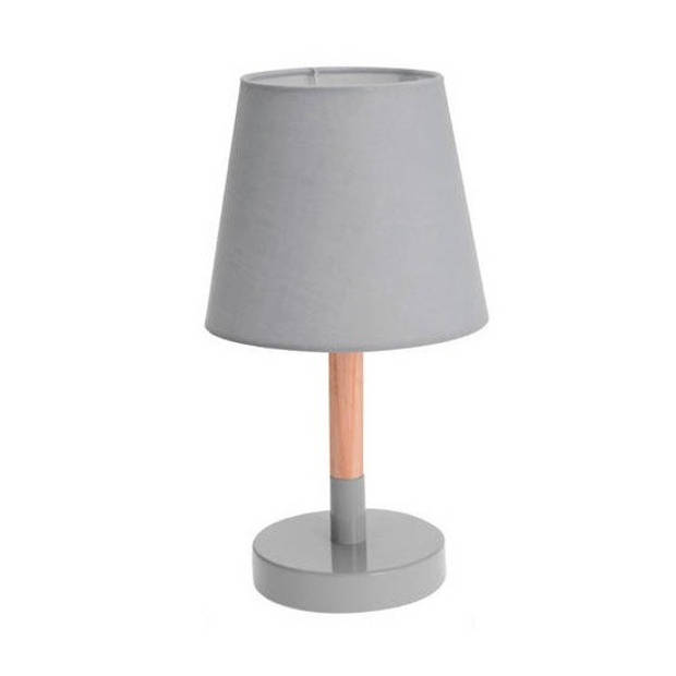Tafellamp grijs hout met metalen voet 23 cm - Tafellampen