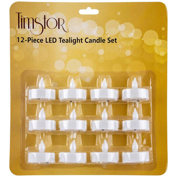 1x set van 12 stuks LED theelichtjes/waxinelichtjes wit - LED kaarsen