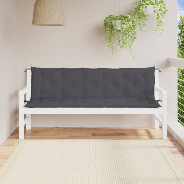 vidaXL Tuinbankkussens 2 st 180x50x7 cm oxford stof antracietkleurig