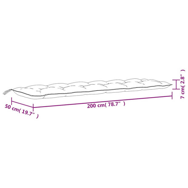 vidaXL Tuinbankkussens 2 st 200x50x7 cm oxford stof grijs