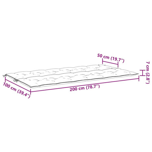 vidaXL Tuinbankkussen 200x(50+50)x7 cm oxford stof crèmewit