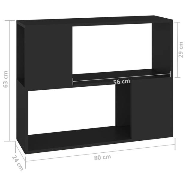 vidaXL Tv-meubel 80x24x63 cm bewerkt hout zwart