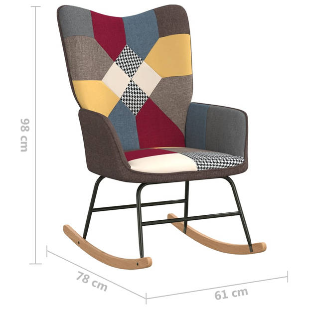 The Living Store Schommelstoel Patchwork - Relaxstoel met voetenbank - Meerkleurig - 61 x 78 x 98 cm - Montage vereist