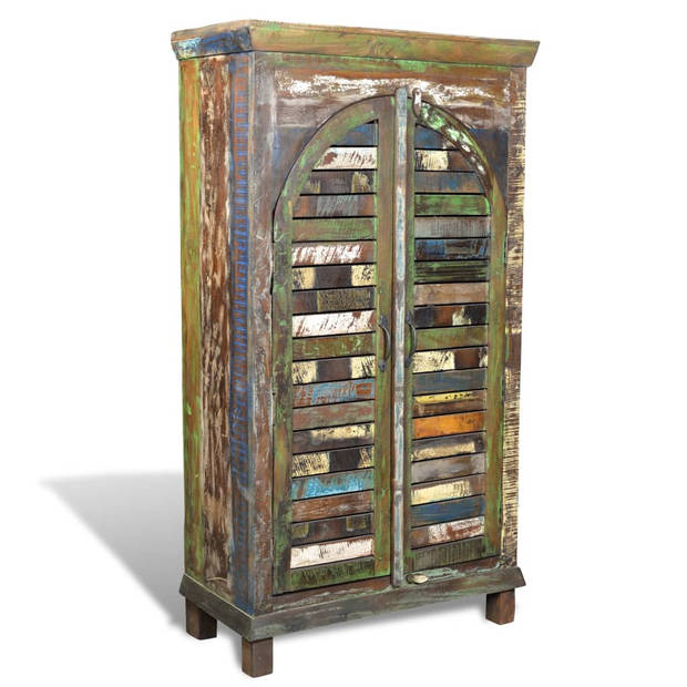 The Living Store Boekenkast Vintage Stijl - Gerecycled Hout - 80x40x146 cm - Meerkleurig