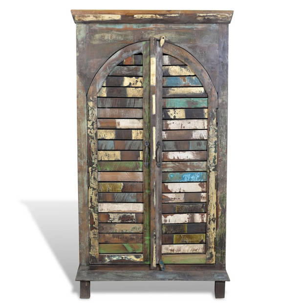 The Living Store Boekenkast Vintage Stijl - Gerecycled Hout - 80x40x146 cm - Meerkleurig