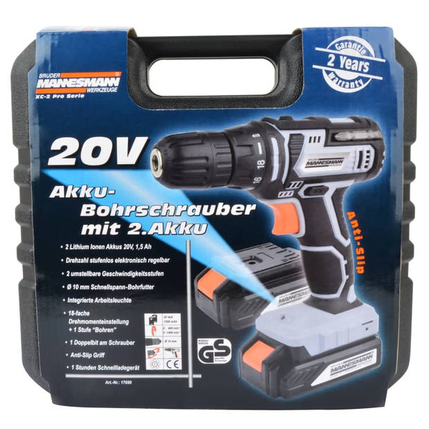 Brüder Mannesmann Accuschroevendraaier 2x20 V 1,5 Ah