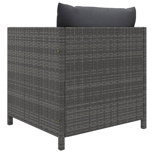 vidaXL 4-delige Loungeset met kussens poly rattan grijs