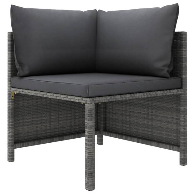 vidaXL 9-delige Loungeset met kussens poly rattan grijs