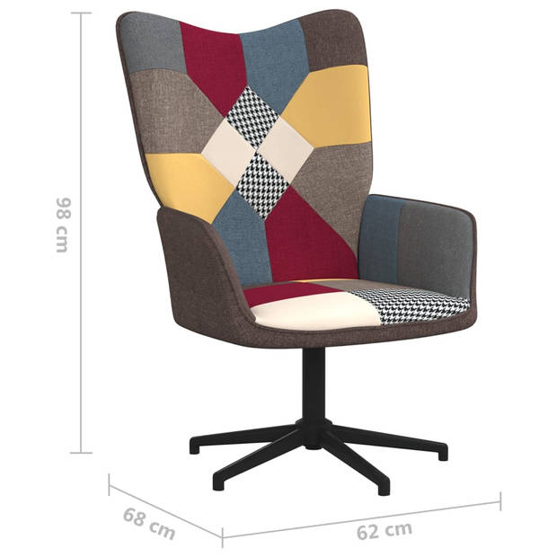 The Living Store Relaxstoel Patchwork - Stoel 62x68x98 cm - Voetenbank 47x32x38.5 cm - Meerkleurig