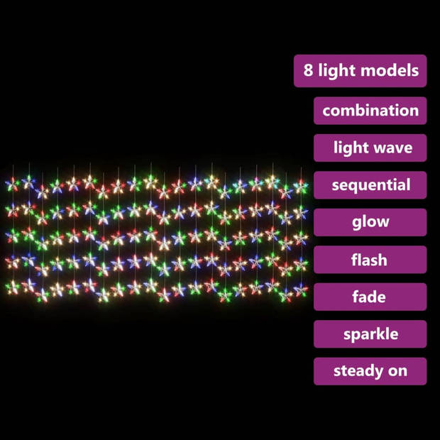 vidaXL Lichtsnoergordijn sterren met 500 LED's 8 functies meerkleurig