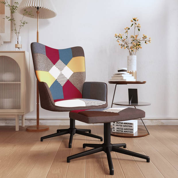 vidaXL Relaxstoel met voetenbank patchwork stof