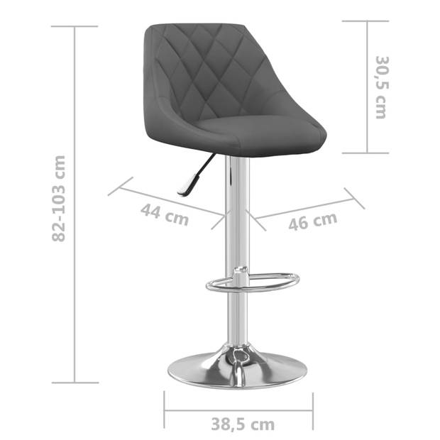 The Living Store Barkrukken Fluweel Donkergrijs 46x44x(82-103) cm - verstelbaar - draaibaar