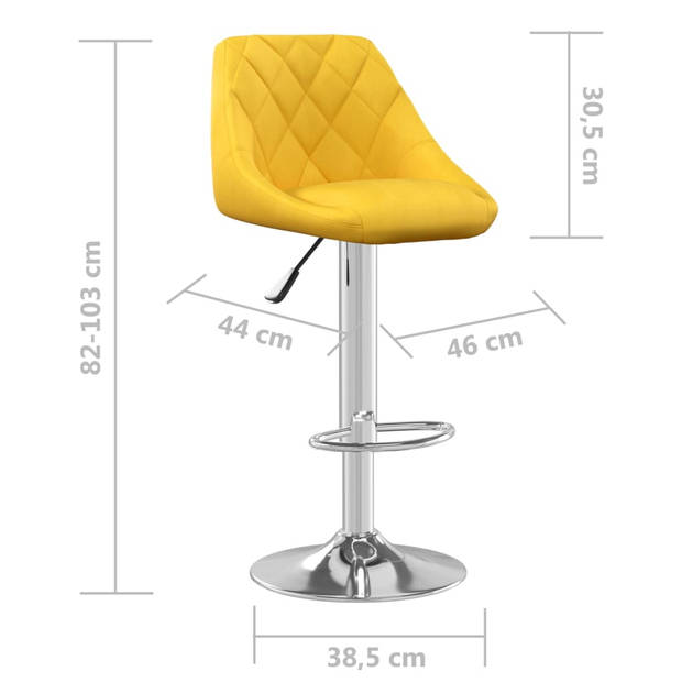 vidaXL Barkrukken 2 st fluweel mosterdgeel