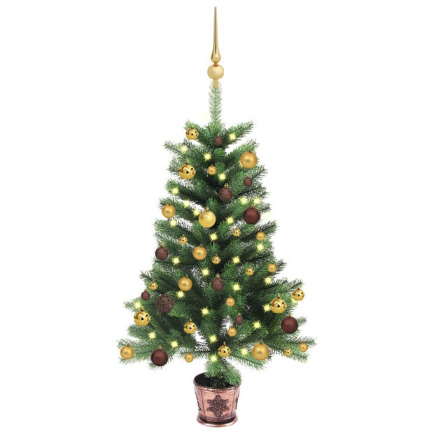 vidaXL Kunstkerstboom met verlichting en kerstballen 65 cm groen