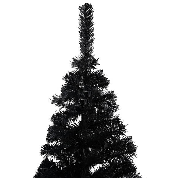 vidaXL Kunstkerstboom met verlichting en kerstballen 210 cm PVC zwart