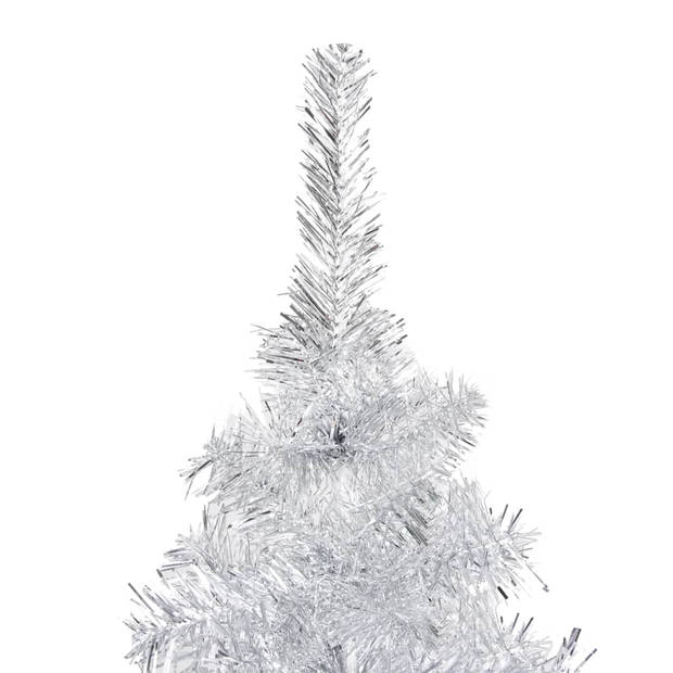 vidaXL Kunstkerstboom met verlichting en kerstballen 210 cm PET zilver