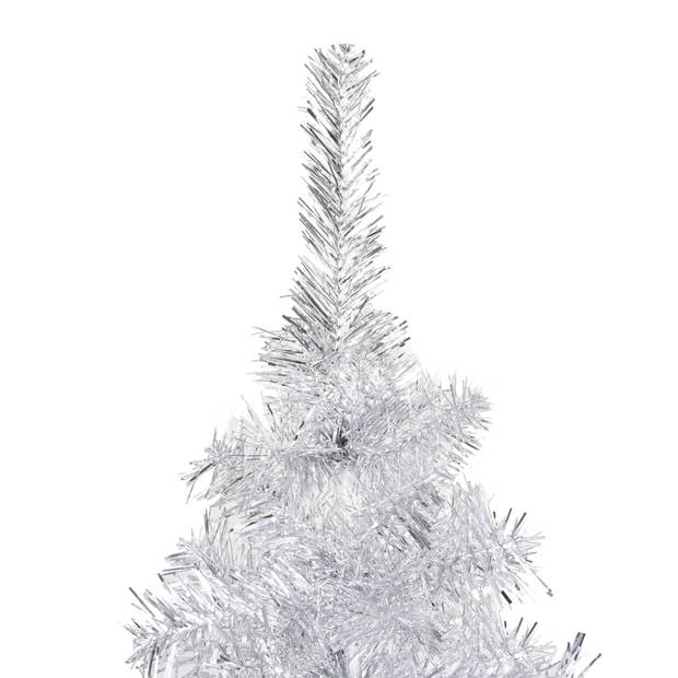 vidaXL Kunstkerstboom met verlichting en kerstballen 150 cm PET zilver