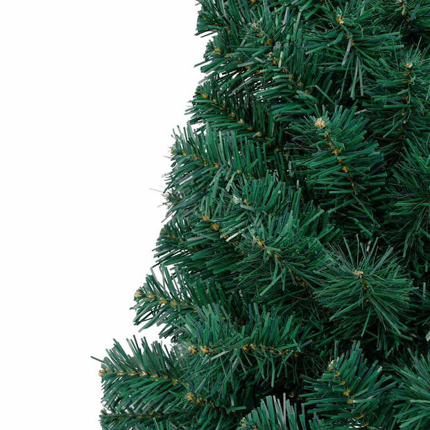 vidaXL Kunstkerstboom met verlichting en kerstballen half 210 cm groen