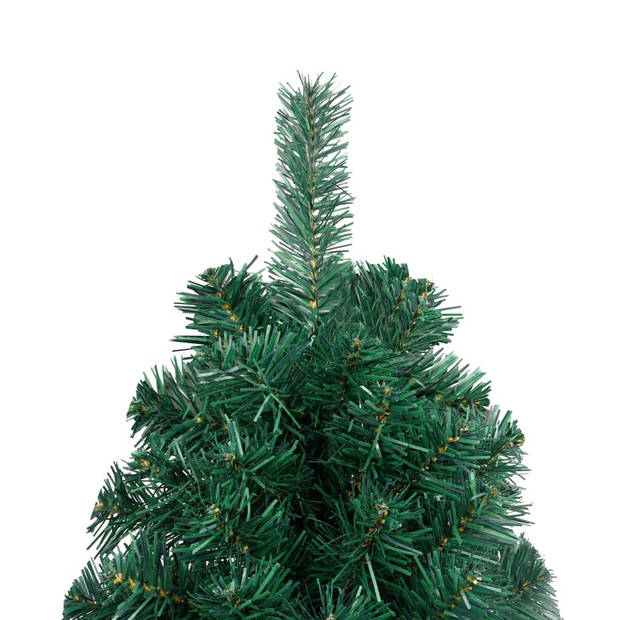 vidaXL Kunstkerstboom met verlichting en kerstballen half 150 cm groen