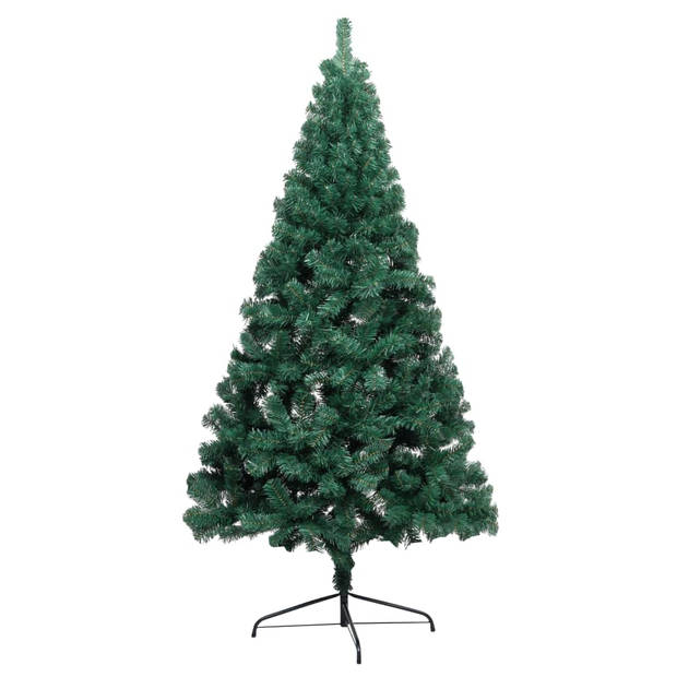 vidaXL Kunstkerstboom met verlichting en kerstballen half 180 cm groen