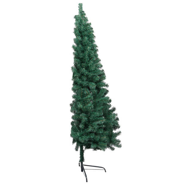 vidaXL Kunstkerstboom met verlichting en kerstballen half 210 cm groen